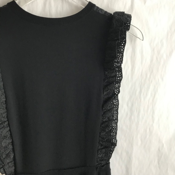 Red Valentino Knit Fit & Flare Sleeveless Ruffle Dress M Black Eyelet Bodice Y2K - Picture 6 of 11